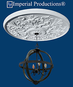 IPNP1029H medallion shown with a modern chandelier