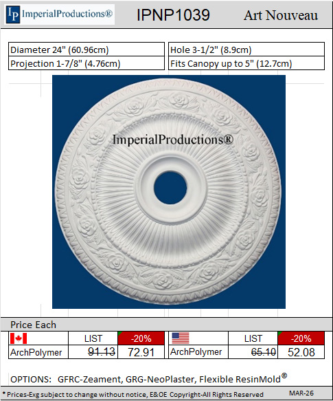 IPNP1039H Art Nouveau medallion 24"